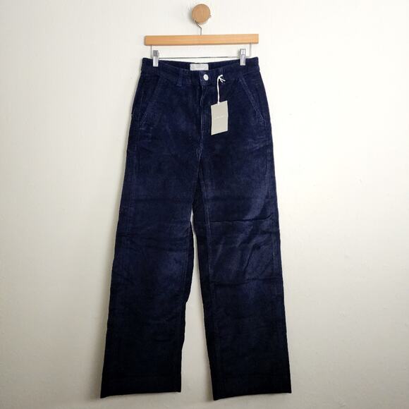 Everlane Corduroy Wide-Leg Pant Navy High-Rise 70s Style Full Length (6) NWT - Picture 4 of 8